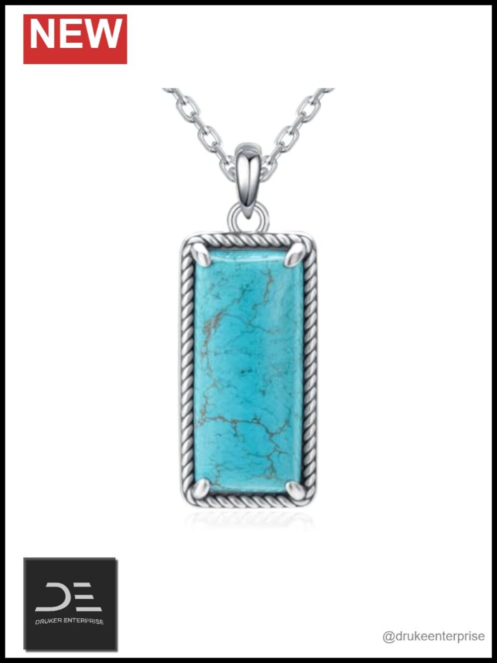 Genuine Turquoise Necklace 925 Sterling Silver Pendant Necklace Western Style